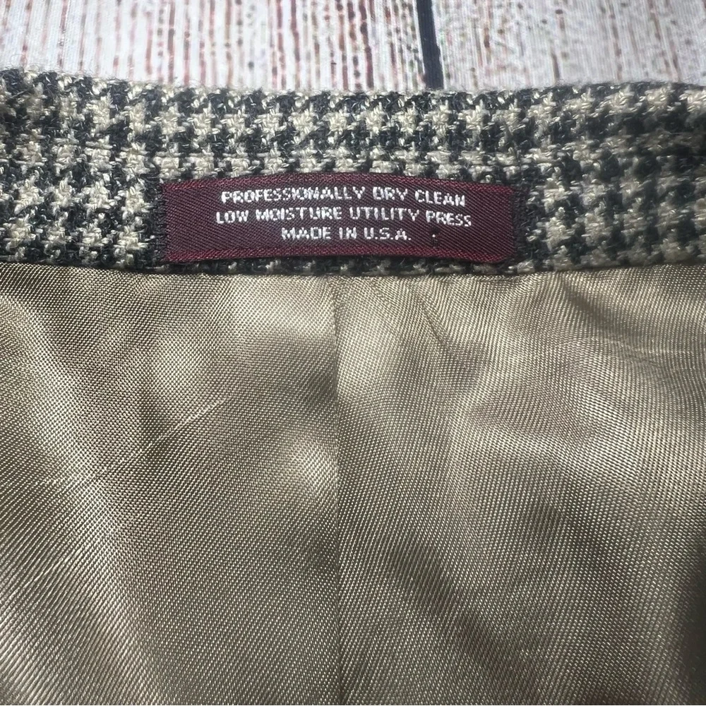 VTG Evan Picone Tweed Mens Jacket 42 Short‎ Brown Houndstooth Check Wool Blazer